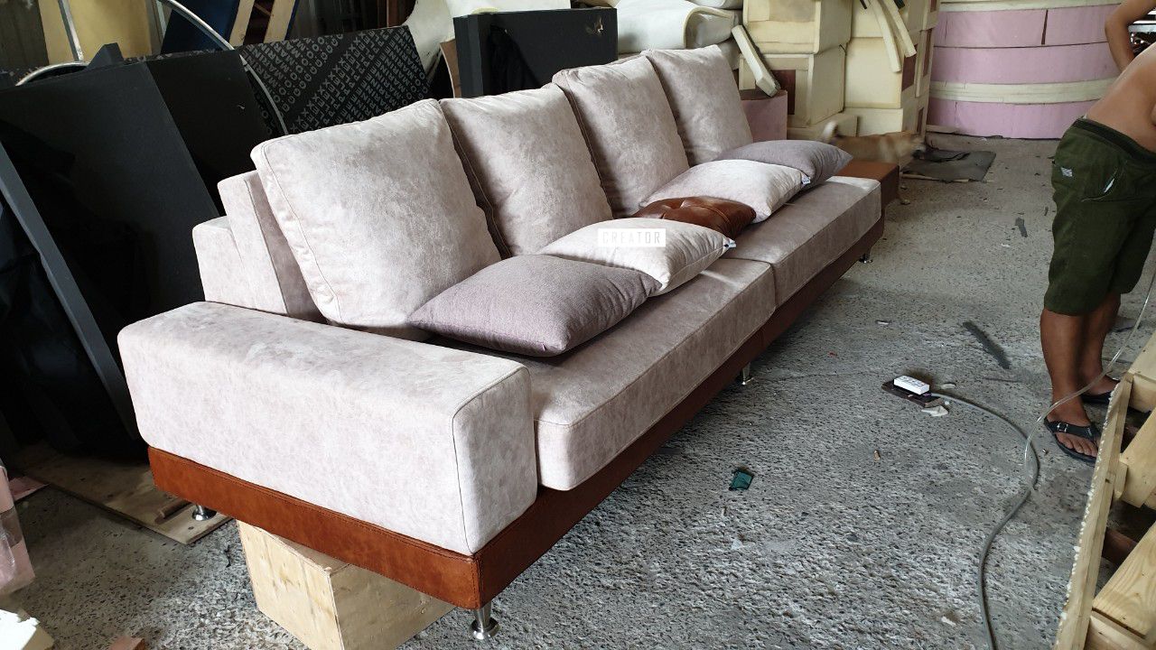 Ghế sofa da kết hợp vải nỉ - Xưởng đóng sofa da CreatorVN